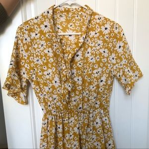 Yellow floral midi dress